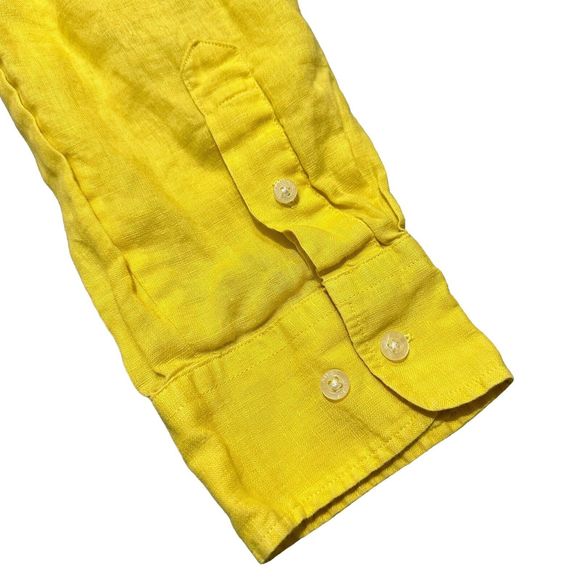 Lauren Ralph Lauren Exclusive Linen Shirt Yellow Size Large - Picture 8 of 9